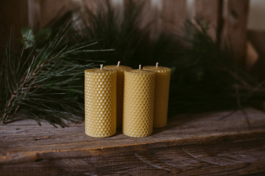 4 Units - UNBRANDED - Australian Beeswax Pillar Candle - SMALL