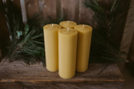4 Units - UNBRANDED - Australian Beeswax Pillar Candle - EXTRA LARGE