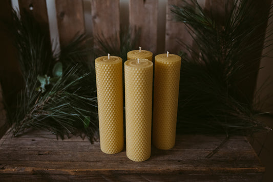 4 Units - UNBRANDED - Australian Beeswax Pillar Candle - LARGE